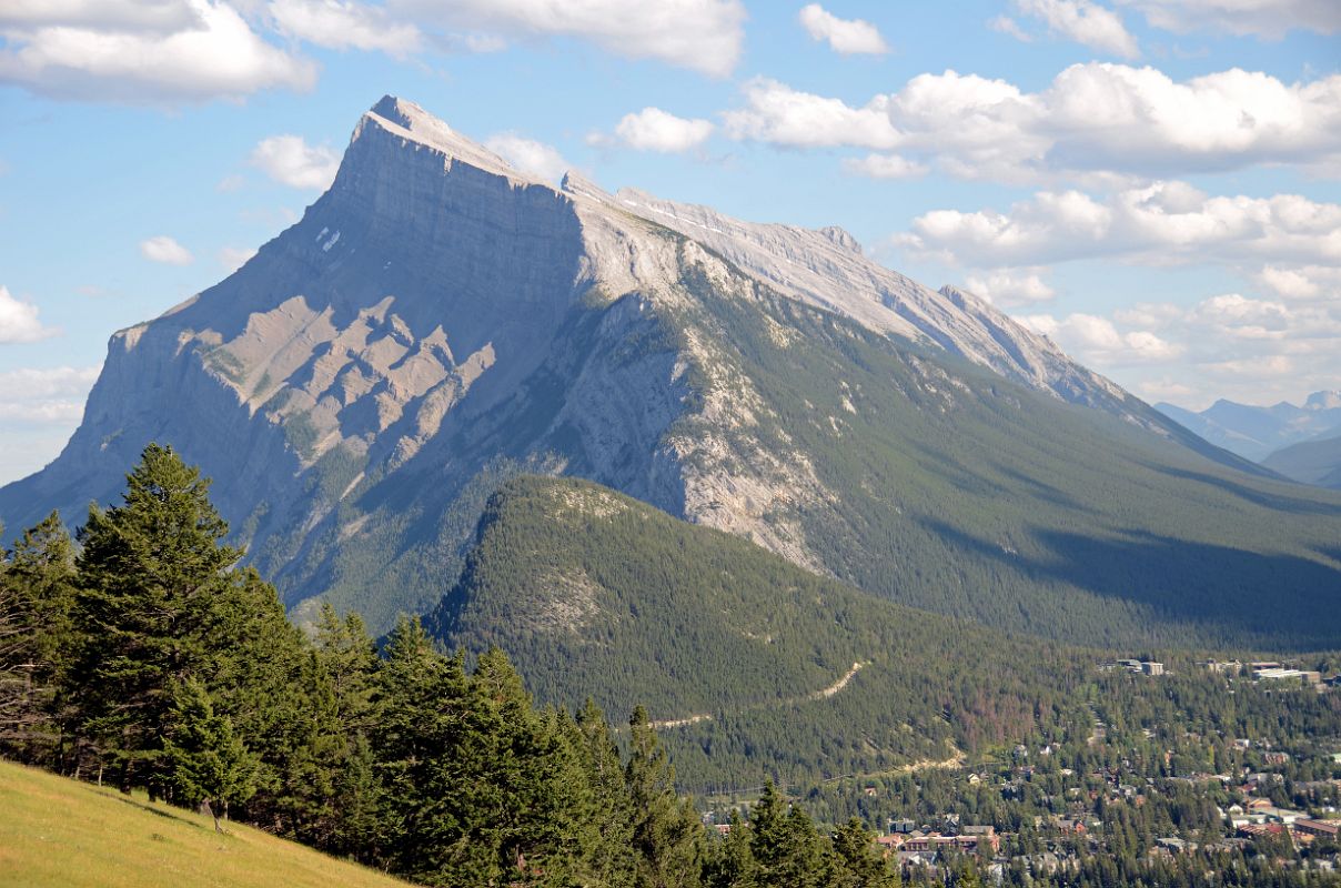 03 Mount Rundle and Tunnel Mountain Close Up From Viewpoint on Mount Norquay Road In Summer